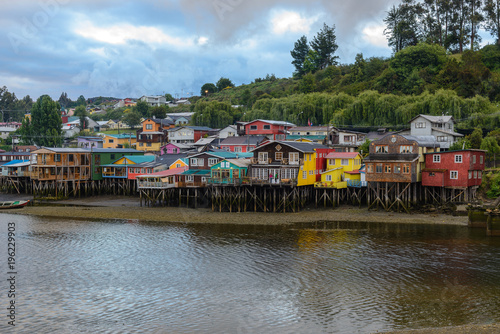 Stilt houses (Palafitos) in Castro, Chiloe island in Chile