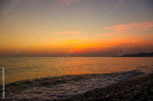 Amazing sea sunset  the sun  waves  clouds