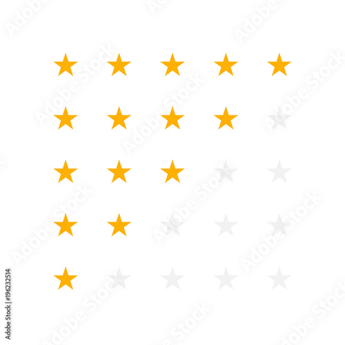 Set of yellow rating stars. Vector illustration