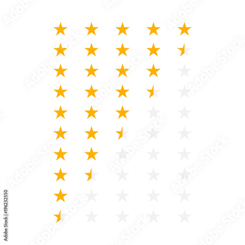Set of yellow rating stars. Vector illustration