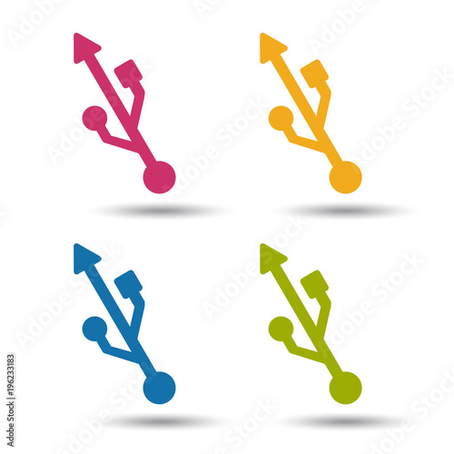 USB Symbol - Bunte Vektor Illustration - Freigestellt auf weißem Hintergrund