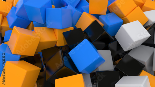 3d abstract chaos background of boxes