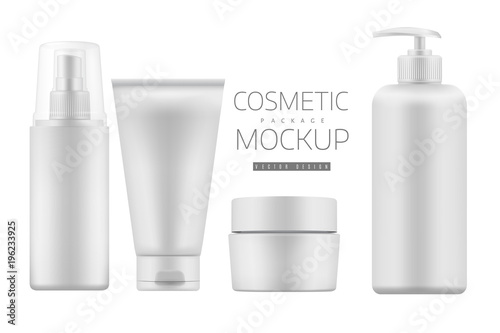 Set of cosmetic products on a white background. 