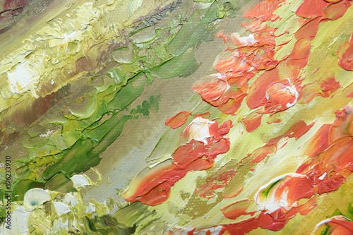 painting brush strokes paint drawing abstraction close-up backdraft decor wall natural paints canvas red yellow green brown yellow color oil paints photo