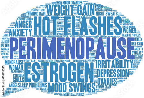 Perimenopause Word Cloud on a white background. 