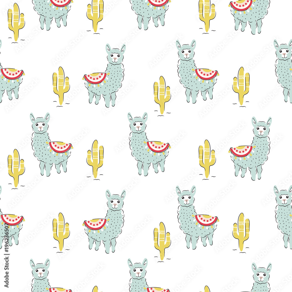 Baby lama seamless pattern. Baby lama seamless pattern.