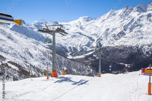 Ski station on top of the mountain photo