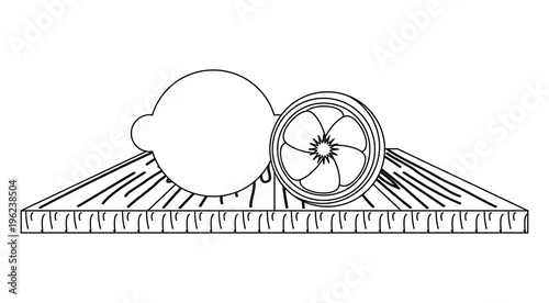 chopping board with lemon slices icon over white background, vector illustration