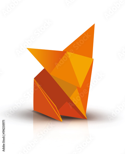 Origami. Origami fox. Orange origami fox. Orange paper origami fox. Paper fox. Vector illustration Eps10 file