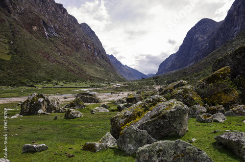  Mountain valley and river. Huascaran National Park, Cordillera Blanca - Santa Cruz Circuit Trekking. Peru © smoke666