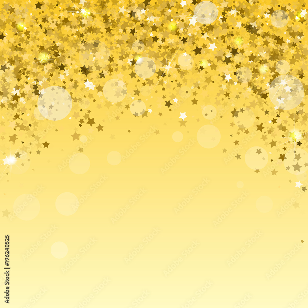 Modern Gold Holiday Background. Golden Stars Confetti.