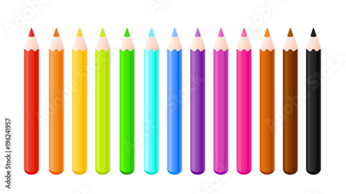 Vector illustration set of bright color pencils.