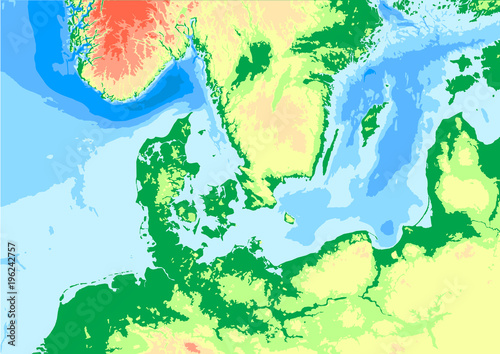 Danmark physical map.
