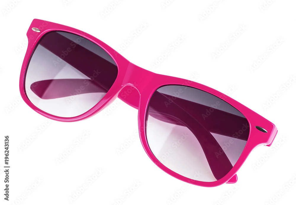 Pink sun glasses isolated over white background Pink sun glasses isolated over white background