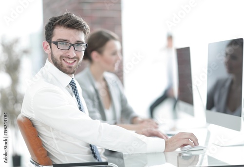 businessman on blurred background office
