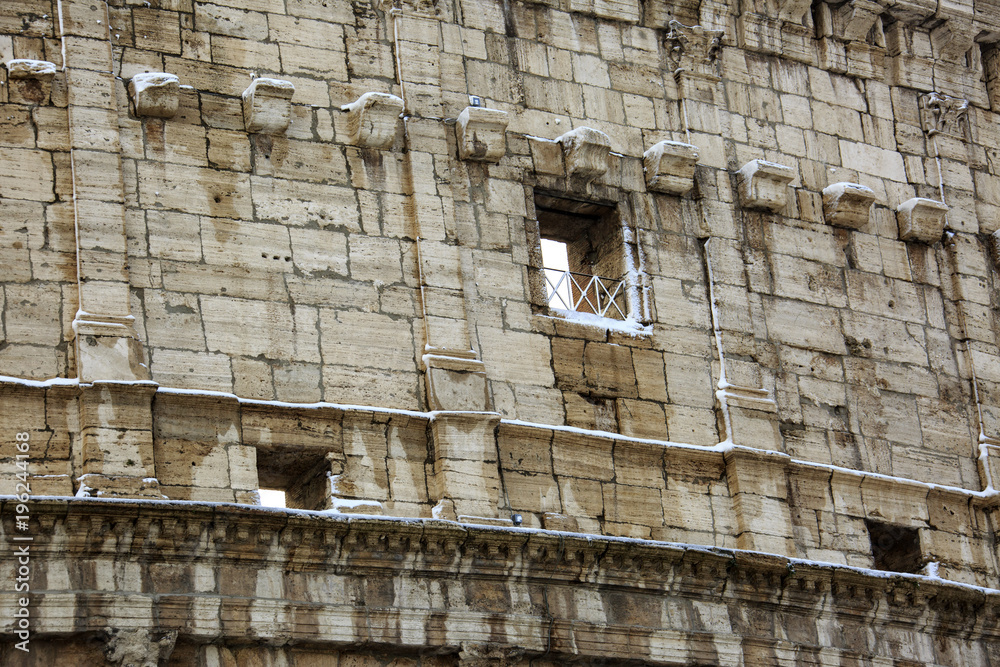 Colosseum and Fori imperiali, snow in Rome Colosseum and Fori imperiali, snow in Rome