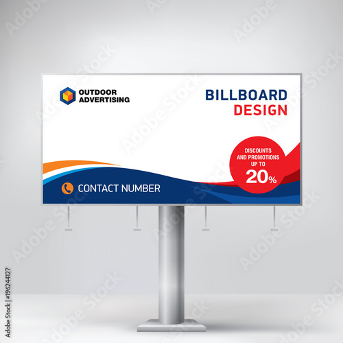 



Billboard design, template for outdoor advertising, posting photos and text. Modern business concept. 

Creative background in the form of a wave in EPS 10 format