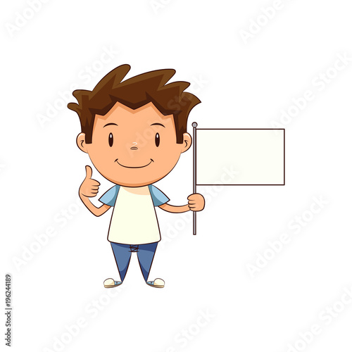 Child holding blank flag