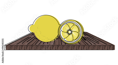 chopping board with lemon slices icon over white background, colorful design. vector illustration