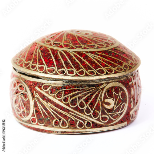 Vintage small jewelry box isolated on white background