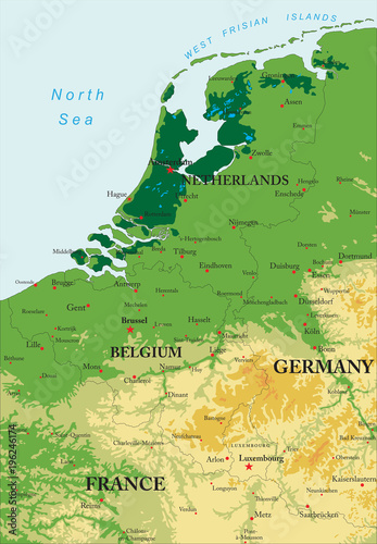 Benelux relief map
