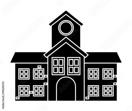 school building icon over white background, vector illustration