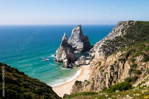Praia da Ursa beach on a sunny day, Portugal