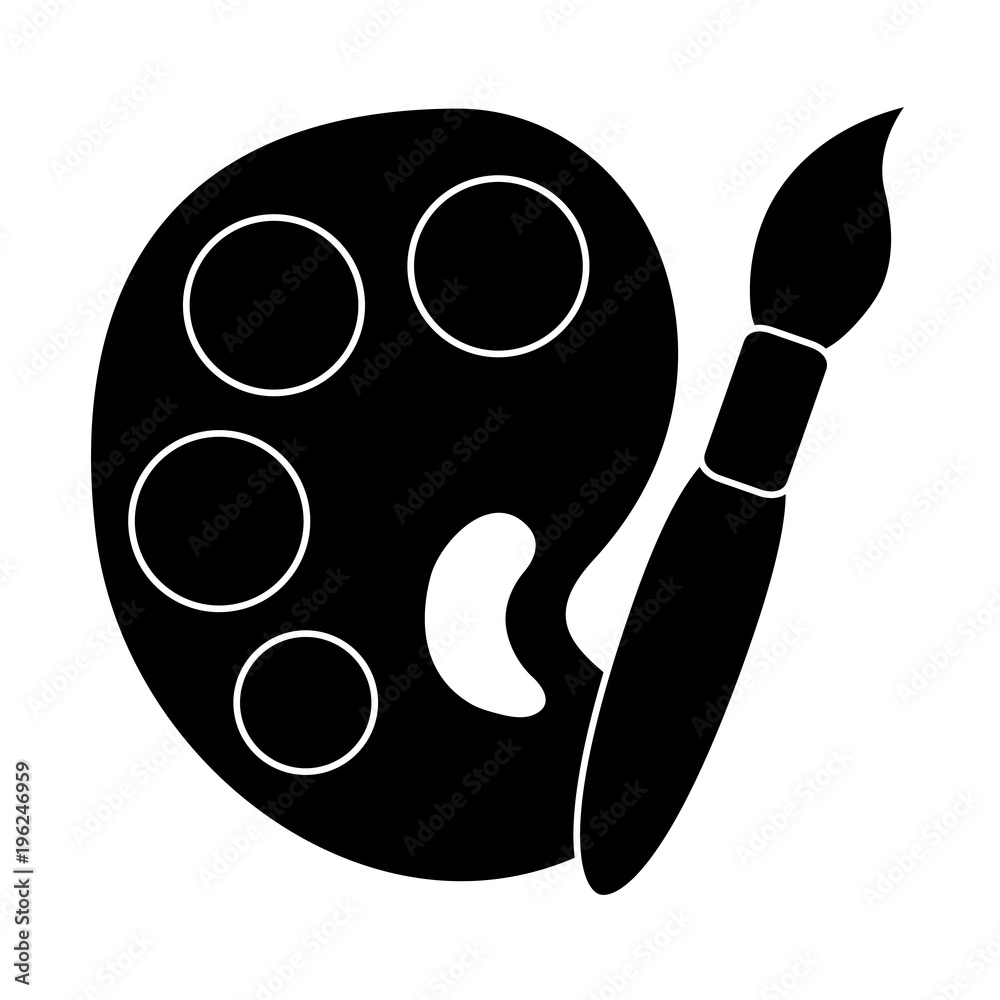 paint palette and brush icon over white background, vector illustration paint palette and brush icon over white background, vector illustration