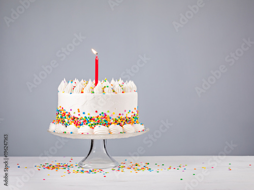 Birthday Cake with Red Candle