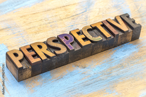 perspective - word abstract in wood type photo