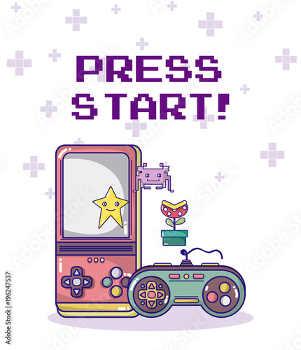Press start retro videogame