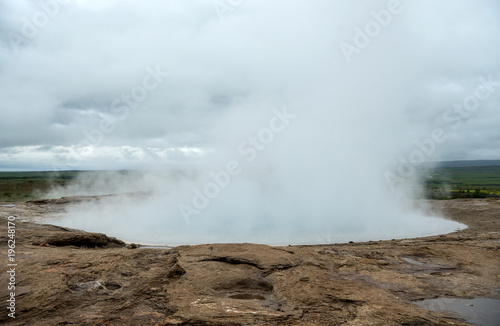  View of a Meadow with Steaming Hot Springs, Haukadalur Valley, Southern Iceland © wjarek