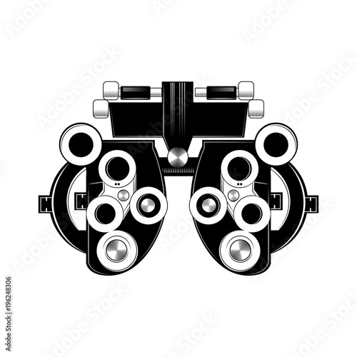 Phoropter glyph icon. Refractor. Ophthalmic testing device. Vector illustration. photo