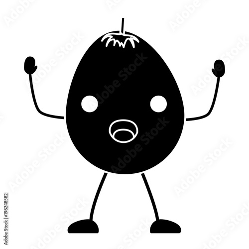 kawai surprised mango icon over white background, vector illustration