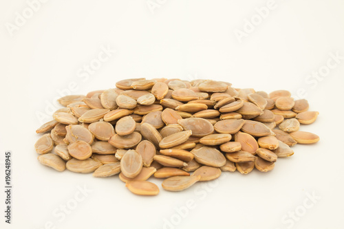 Pumpkin seeds isolated on the white background
