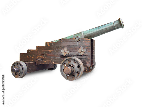 Ancient cannon isolated on white background