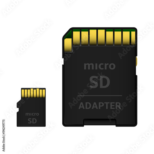 MicroSD card with SD card adapter isolated on white