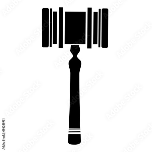Law hammer icon over white background, vector illustration