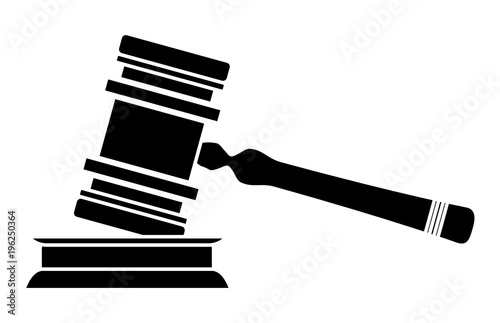 Law hammer icon over white background, vector illustration