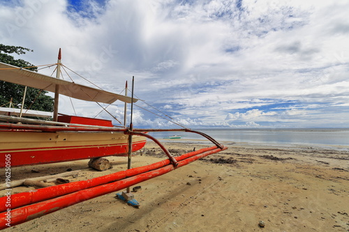 Balangay or bangka boats ashore. Punta Ballo beach-Sipalay-Philippines. 0300
