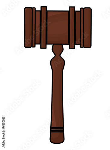 Law hammer icon over white background, vector illustration