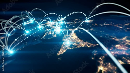 Global business concept of connections and information transfer in the world photo