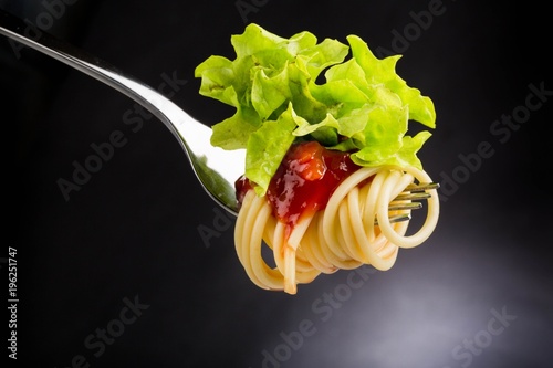 Spaghetti on a Fork with Tomato Sauce