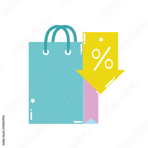 colorful shopping bag market with arrow percent