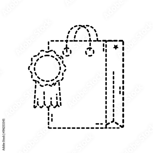 dotted shape market bag shopping object with label