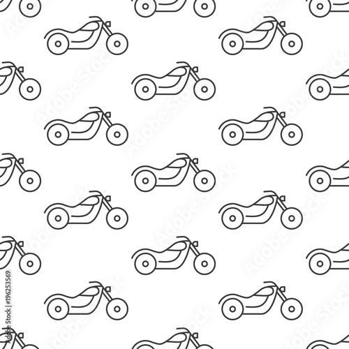 Seamless motorcycle pattern grey on white background