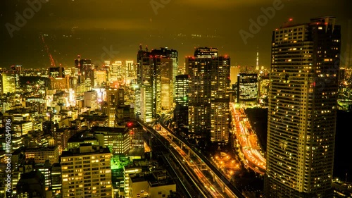Timelapse of the stunning cityscape at night,Tokyo, Japan photo
