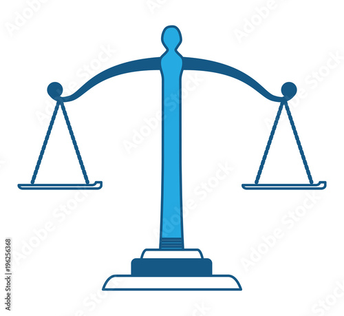 law scale icon over white background, blue shading design. vector illustration