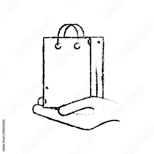 grunge hand with shopping bag market object