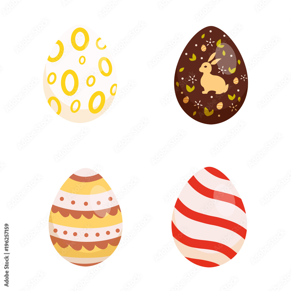 Set Easter eggs, collection of vector illustration in cartoon style, isolated. Set Easter eggs, collection of vector illustration in cartoon style, isolated.